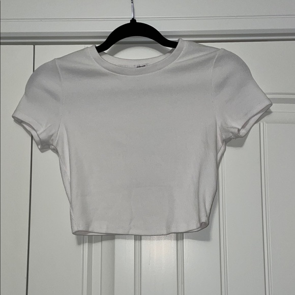 Garage Ribbed White Crop Top - Picture 1 of 3